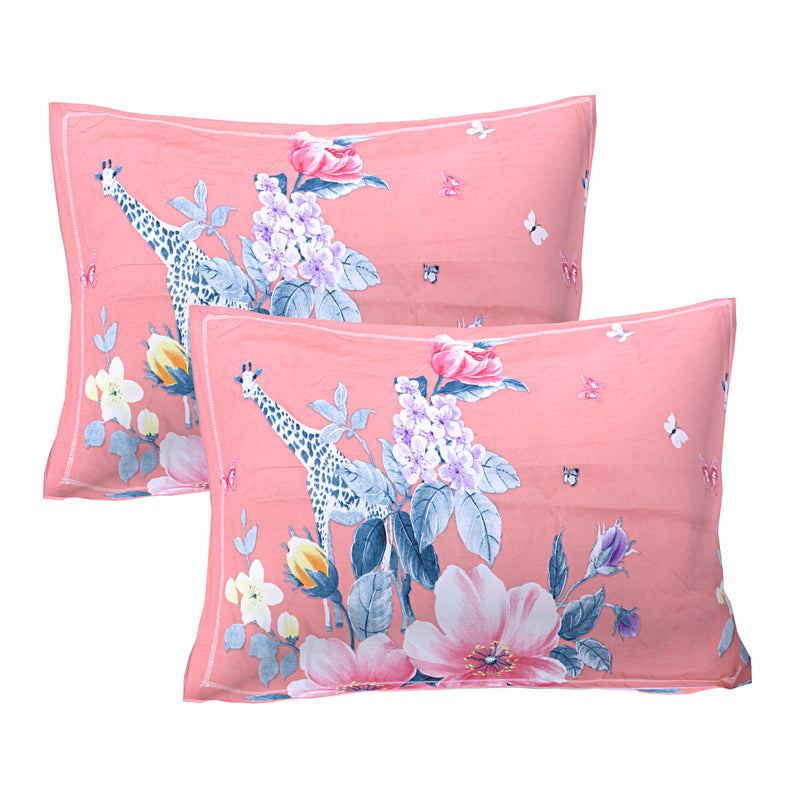 Siroki Bond Pink Printed Pillow Cover (17*27)