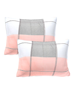 Siroki Bond Checked Printed Pillow Cover (17*27)(Pack of 2)