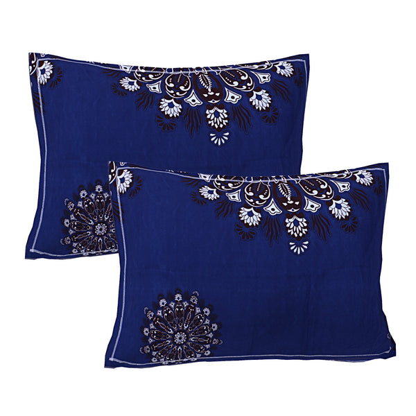 Siroki Bond Printed Royal Blue Pillow Cover(17*27)