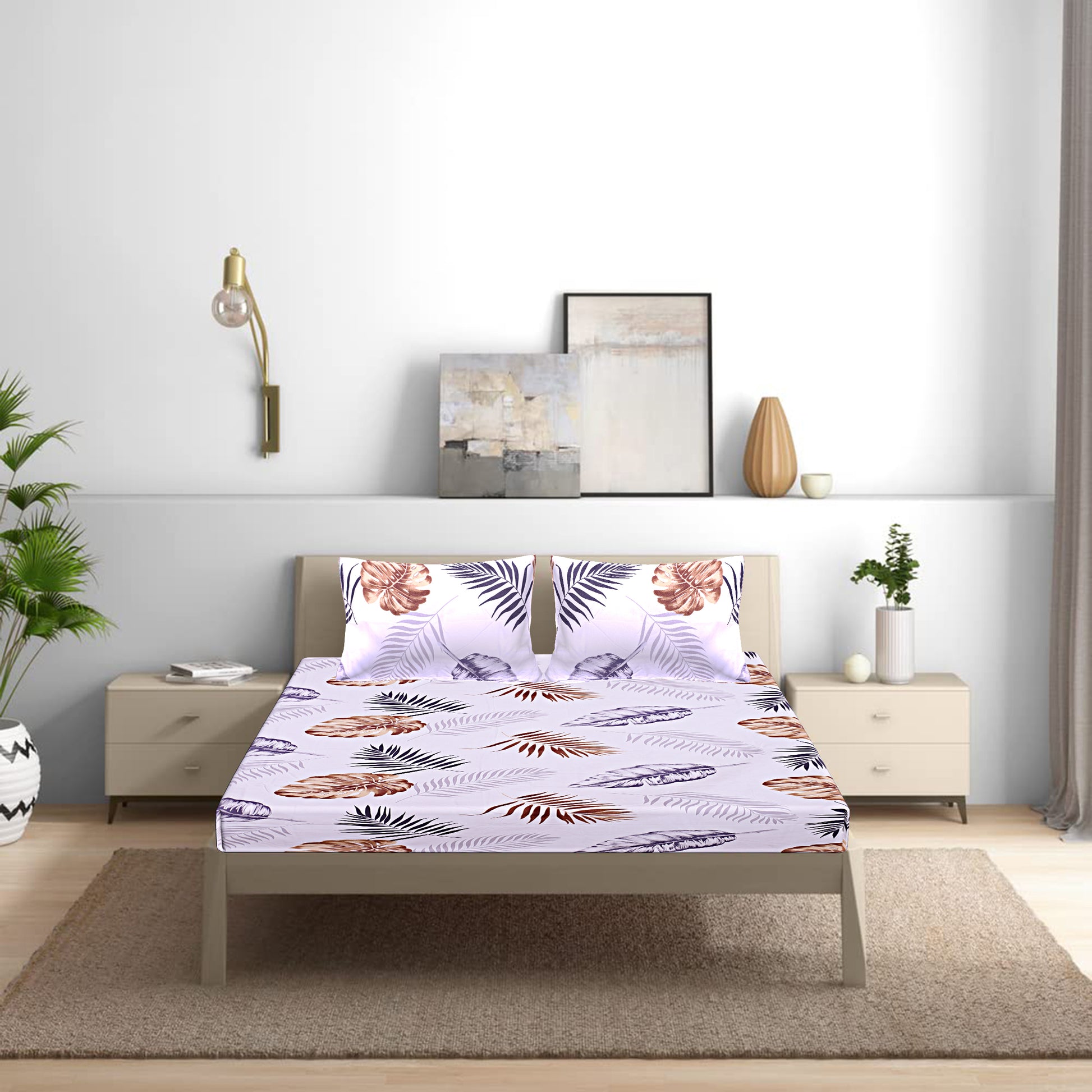 Siroki Bond White Printed Premium Single Bedsheet