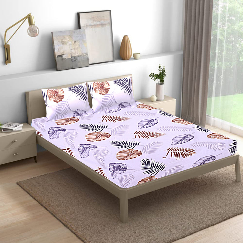 Siroki Bond White Printed Premium King Bedsheet