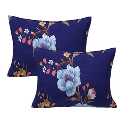 Siroki Bond Dark Blue Printed Pillow Cover (17*27)