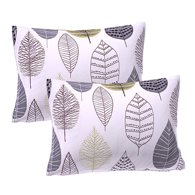 Siroki Bond Leaf Printed Premium Pillow Cover (17*27)