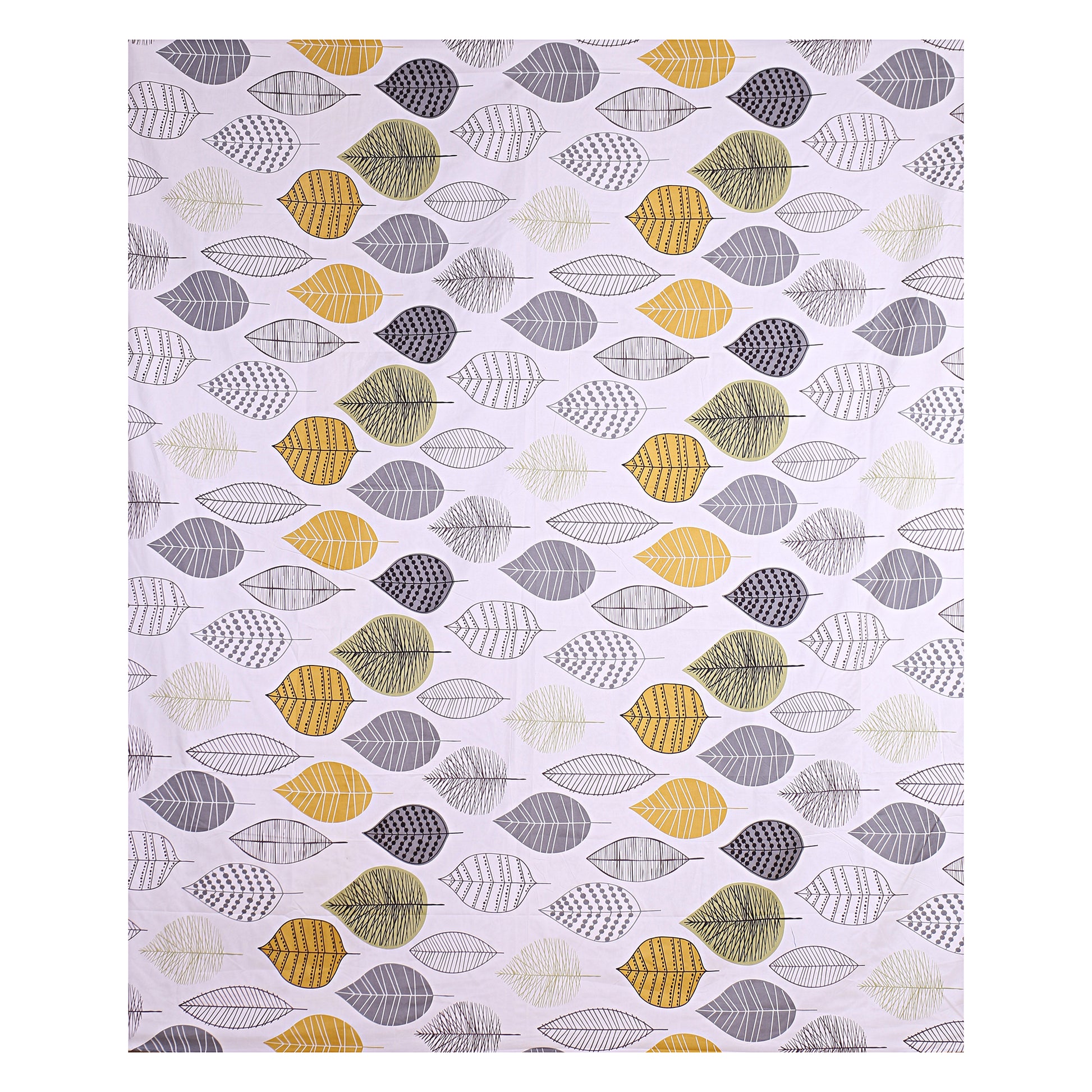 Siroki Bond Leaf Printed Cotton Flat King Bedsheet