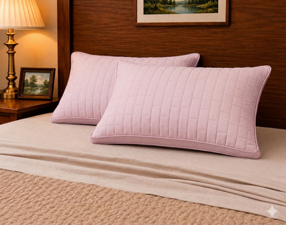 Siroki Bond Solid Double Pipin Quilted Sleeping Pillow (Pink)