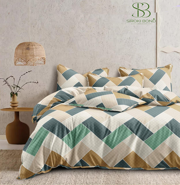 Siroki Bond Multicolor Premium Printed Cotton Flat Bedsheet