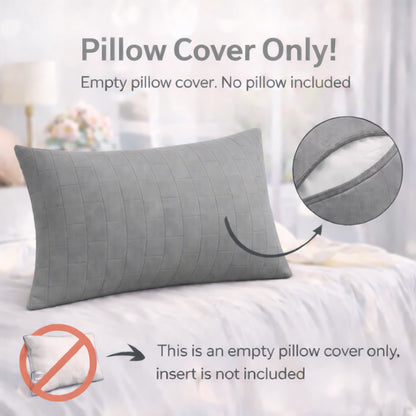 Siroki bond Quilted Pillow Cover For Home Decor Bedroom Soft Fluffy 17*27 Inch Pillow Case (Grey)