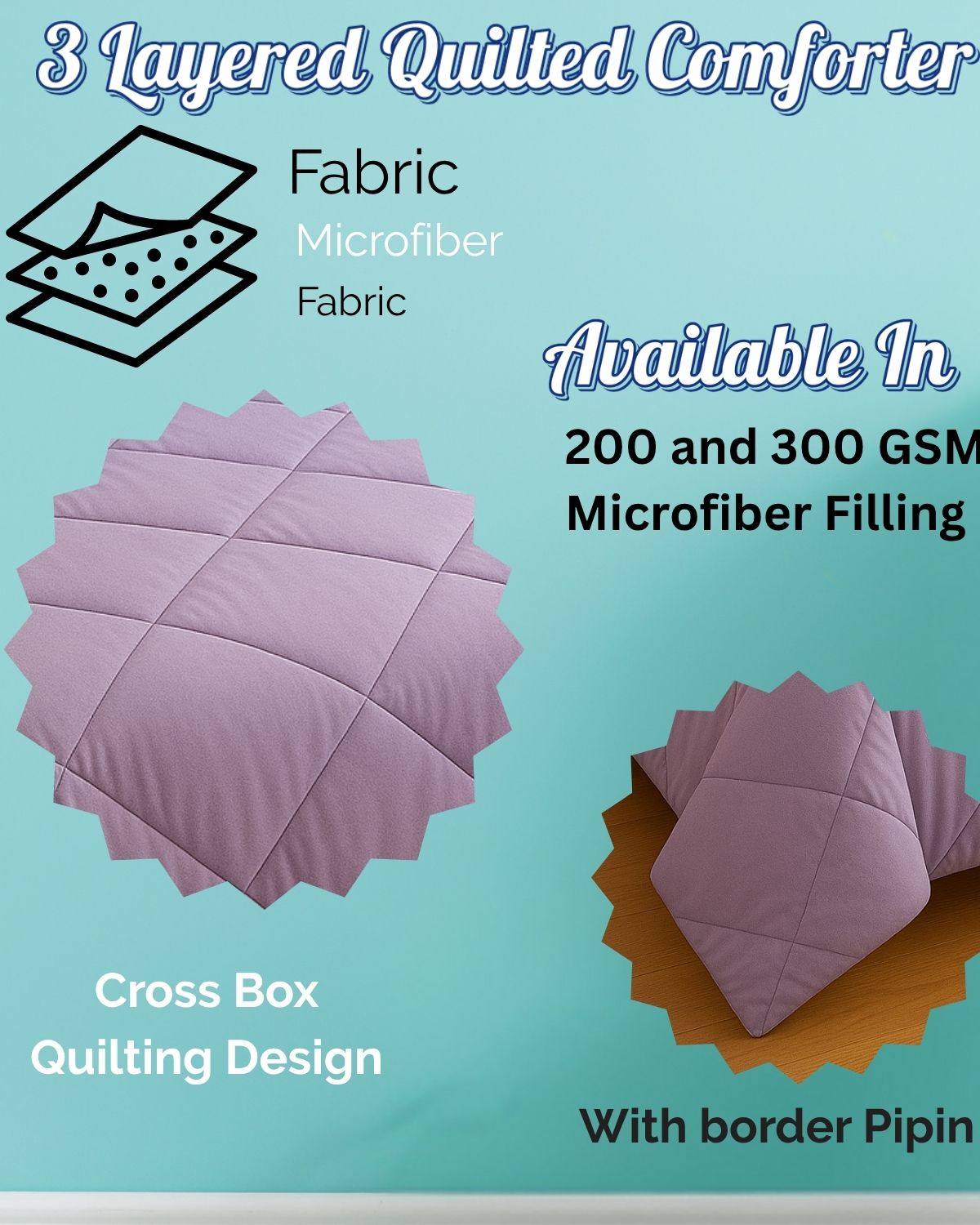 Siroki Bond Quilted 200 GSM Microfiber Filling Comforter for AC Room and Mild Winter