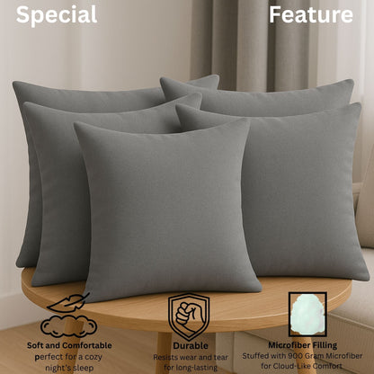 Siroki Bond Microfiber Filling Cushion For Home Office Living Room 16x16 Inch Soft Fluffy Cushion (Grey)