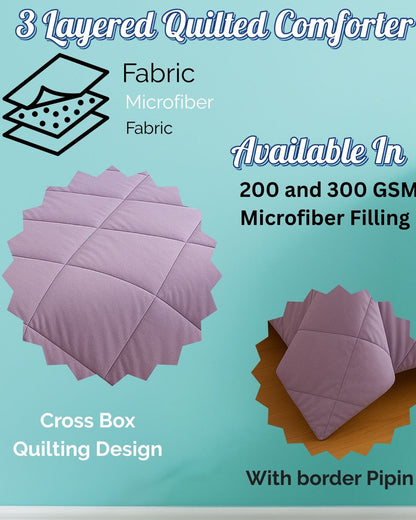 Siroki Bond Microfiber Quilted Comforter for AC Room and Mild Winter & Heavy Winter Solid Comforter (Lavendra)