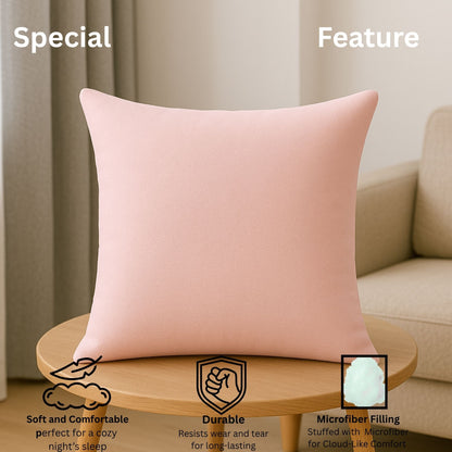 Siroki Bond Microfiber Filling Cushion For Home Office Living Room 16x16 Inch Soft Fluffy Cushion (Peach)