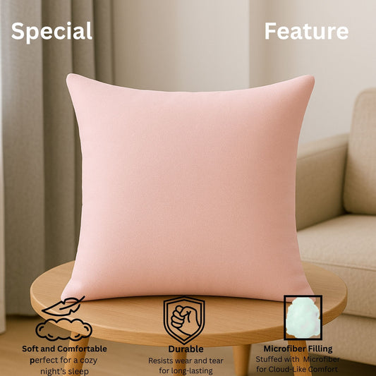 Siroki Bond Microfiber Filling Cushion For Home Office Living Room 16x16 Inch Soft Fluffy Cushion (Peach)