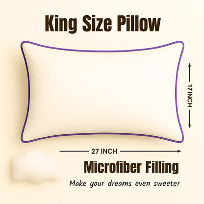 Siroki Bond Microfiber Filling Double Pipin Pillow for Home Bedroom & Living Room 17x27 Soft Sleeping Pillow