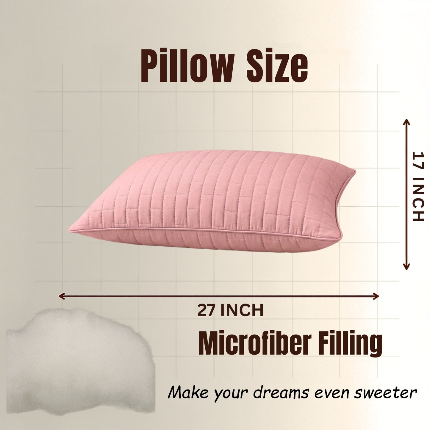 Siroki Bond Solid Single Pipin Quilted Sleeping Pillow (Pink)