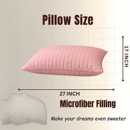 Siroki Bond Solid Single Pipin Quilted Sleeping Pillow (Pink)