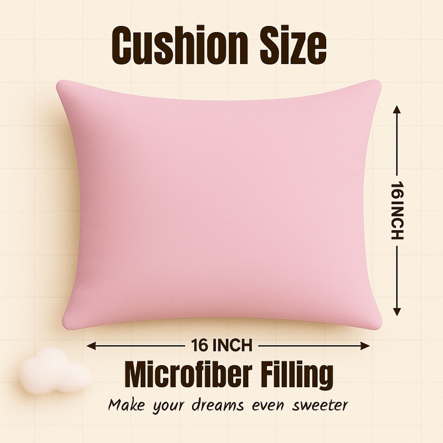 Siroki Bond Microfiber Filling Cushion For Home Office Living Room 16x16 Inch Soft Fluffy Cushion (Peach)