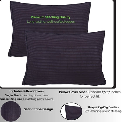 Siroki Satin Strip 250 TC Flat Solid Bedsheet for Home, Living Room & Bedroom Strip Bedsheet