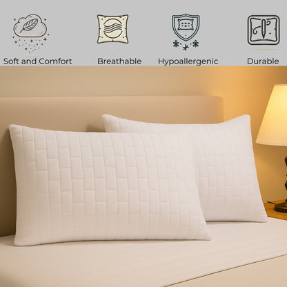 Siroki Bond Microfiber filling Quilted Pillow for Home Bedroom & Living Room 17x27 Soft Sleeping Pillow (White)
