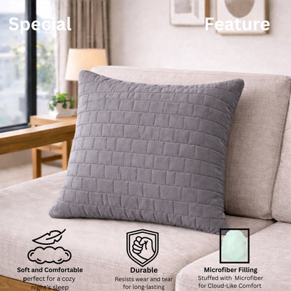 Siroki Bond Microfiber Cushion with Quilted Cover (16x16) – Grey
