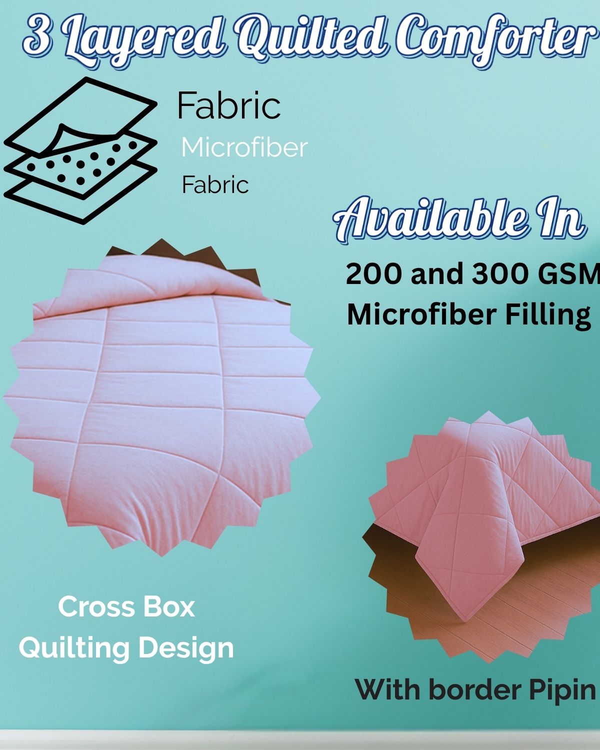 Siroki Bond Quilted 200 GSM Microfiber Filling Comforter for AC Room and Mild Winter