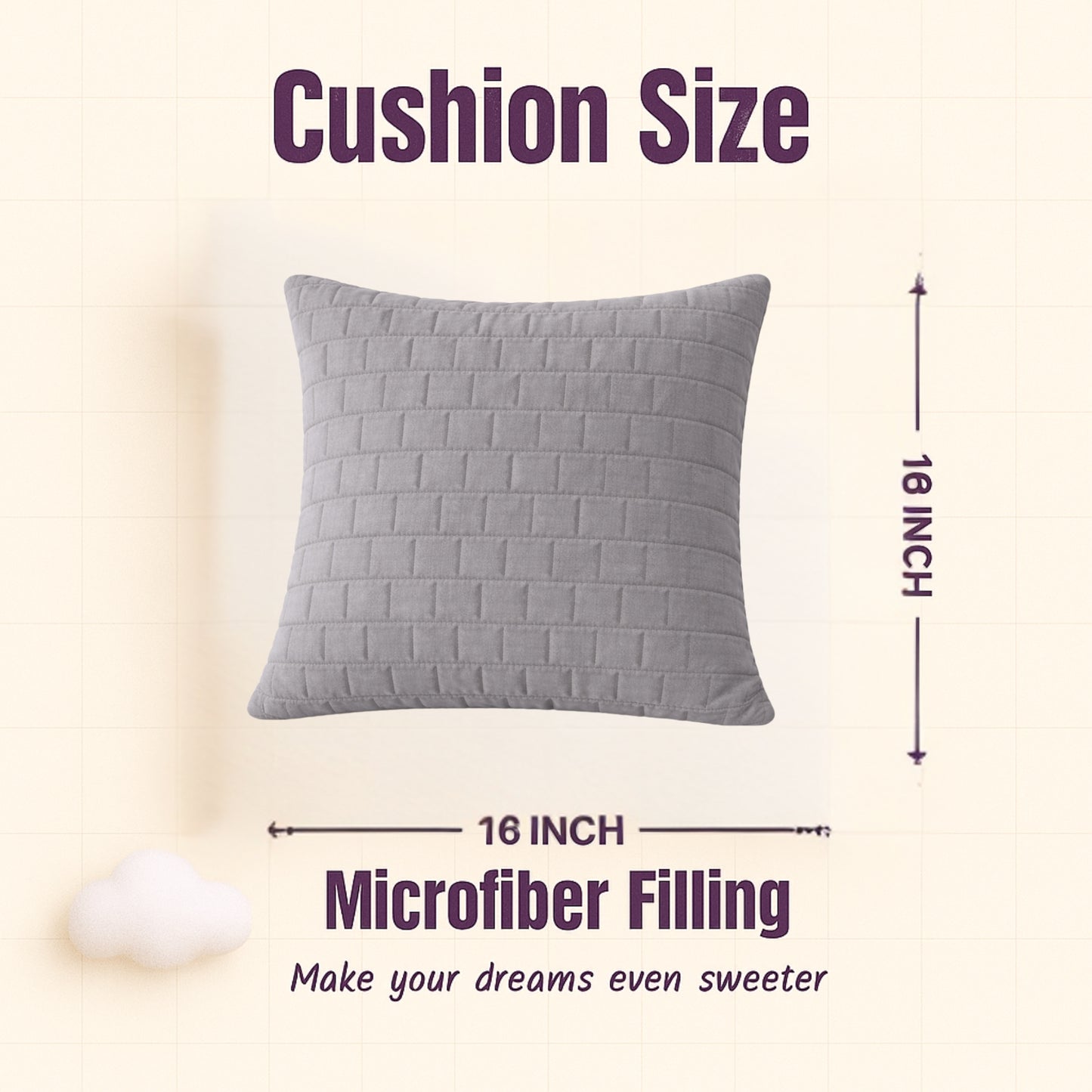 Siroki Bond Microfiber Filling Cushion (16x16) (Grey)