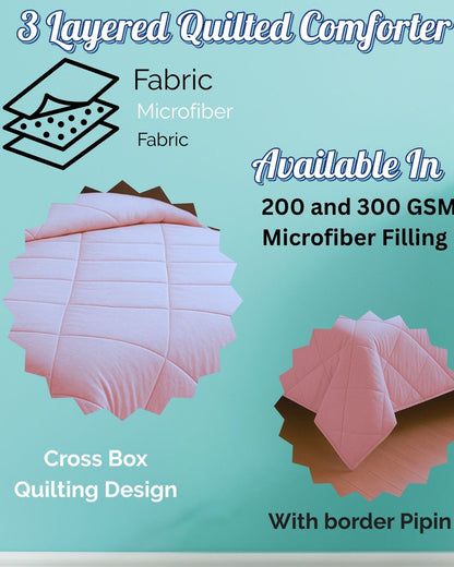 Siroki Bond Microfiber Quilted Comforter for AC Room and Mild Winter & Heavy Winter Solid Comforter (Peach)
