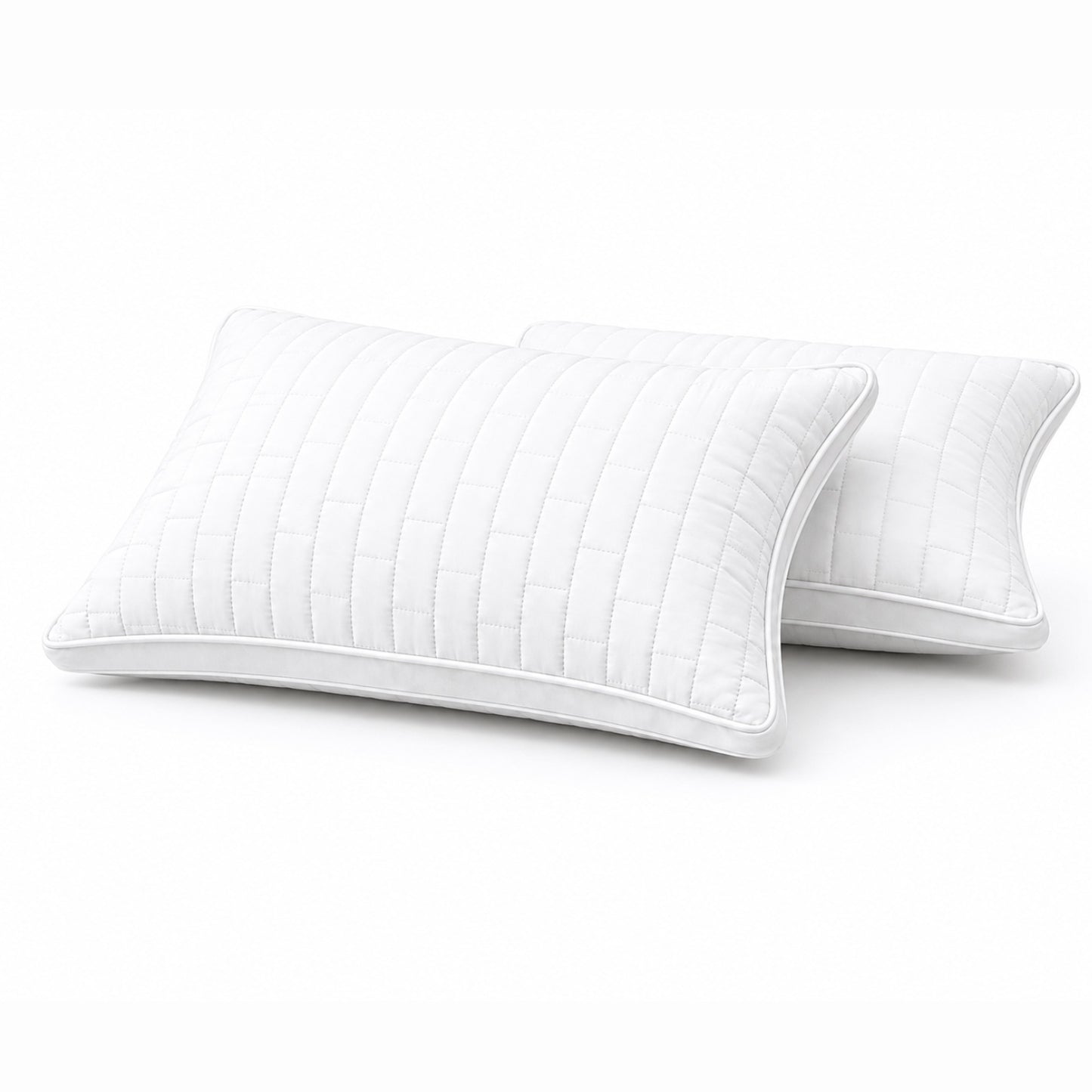 Siroki Bond Solid Double Pipin Quilted Sleeping Pillow (White) (16X24)