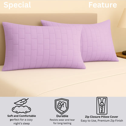 Siroki bond Quilted Pillow Cover For Home Decor Bedroom Soft Fluffy 17*27 Inch Pillow Case (Lavender)