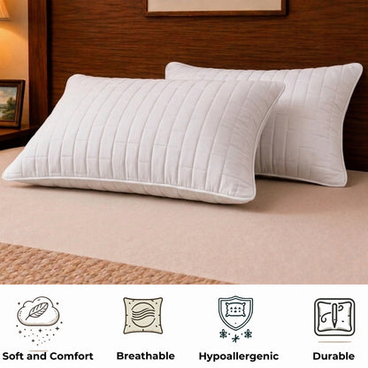 Siroki Bond Solid Single Pipin Quilted Sleeping Pillow (White)