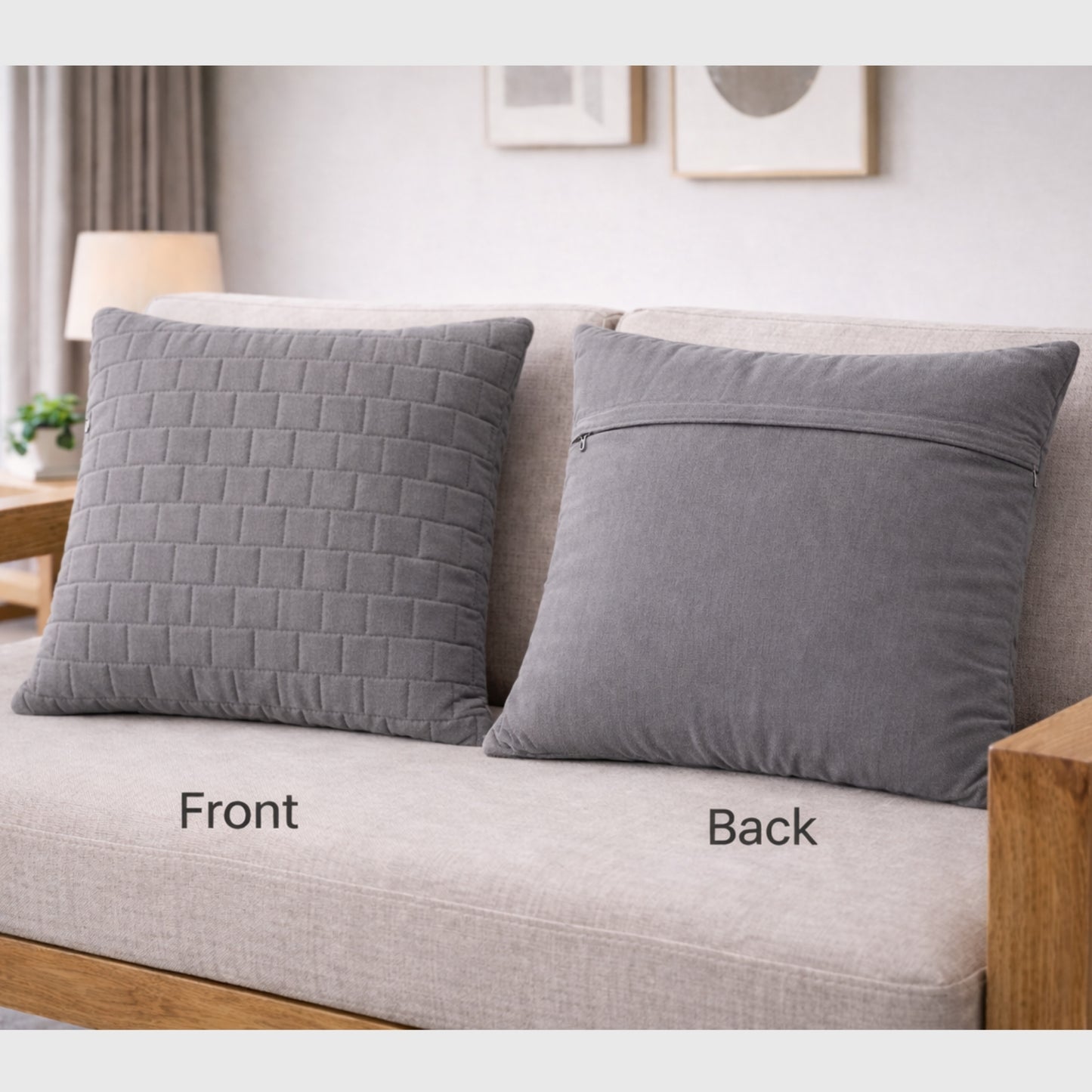 Siroki Bond Microfiber Cushion with Quilted Cover (16x16) – Grey