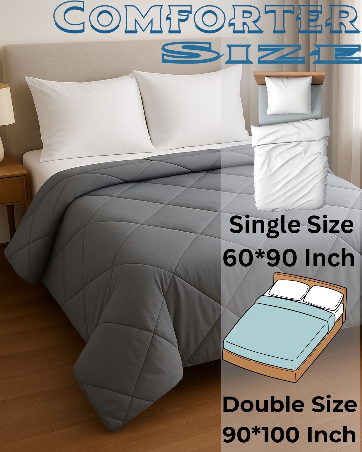 Siroki Bond Quilted 200 GSM Microfiber Filling Comforter for AC Room and Mild Winter