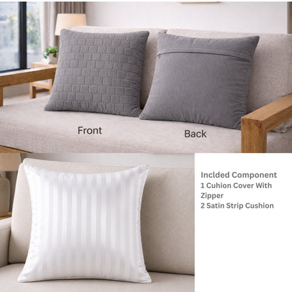 Siroki Bond Microfiber Cushion with Quilted Cover (16x16) – Grey