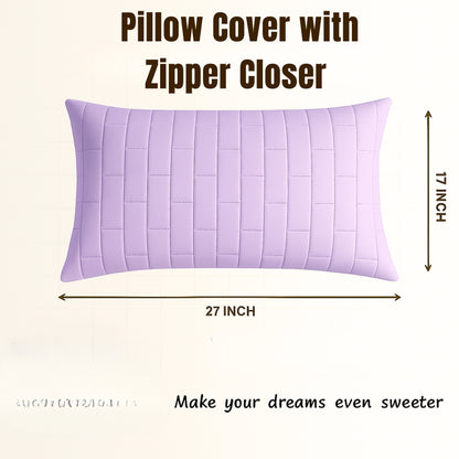 Siroki bond Quilted Pillow Cover For Home Decor Bedroom Soft Fluffy 17*27 Inch Pillow Case (Lavender)