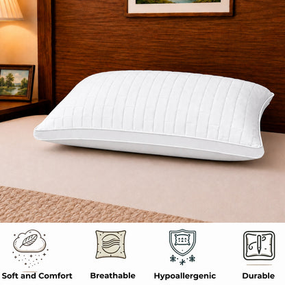 Siroki Bond Solid Double Pipin Quilted Sleeping Pillow (Grey) (16X24)