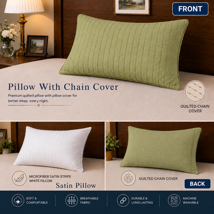 Siroki Bond Solid Quilted Sleeping Pillow Cover (17X27) – Olive