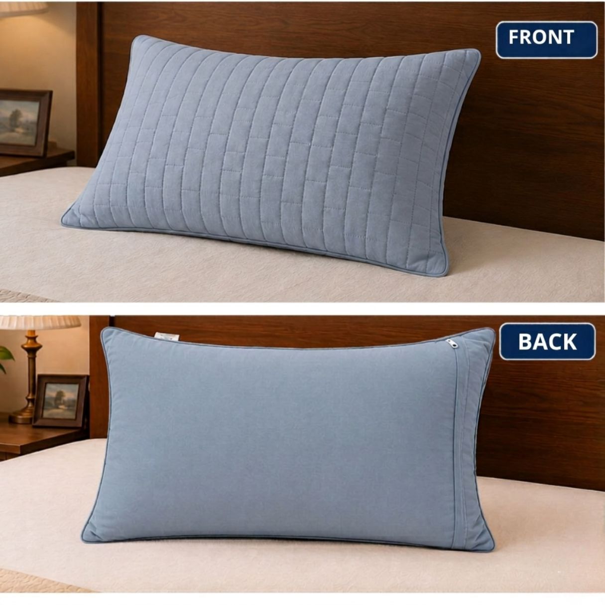 Siroki Bond Solid Sleeping Pillow Quilted Cover (16X24) – Grey