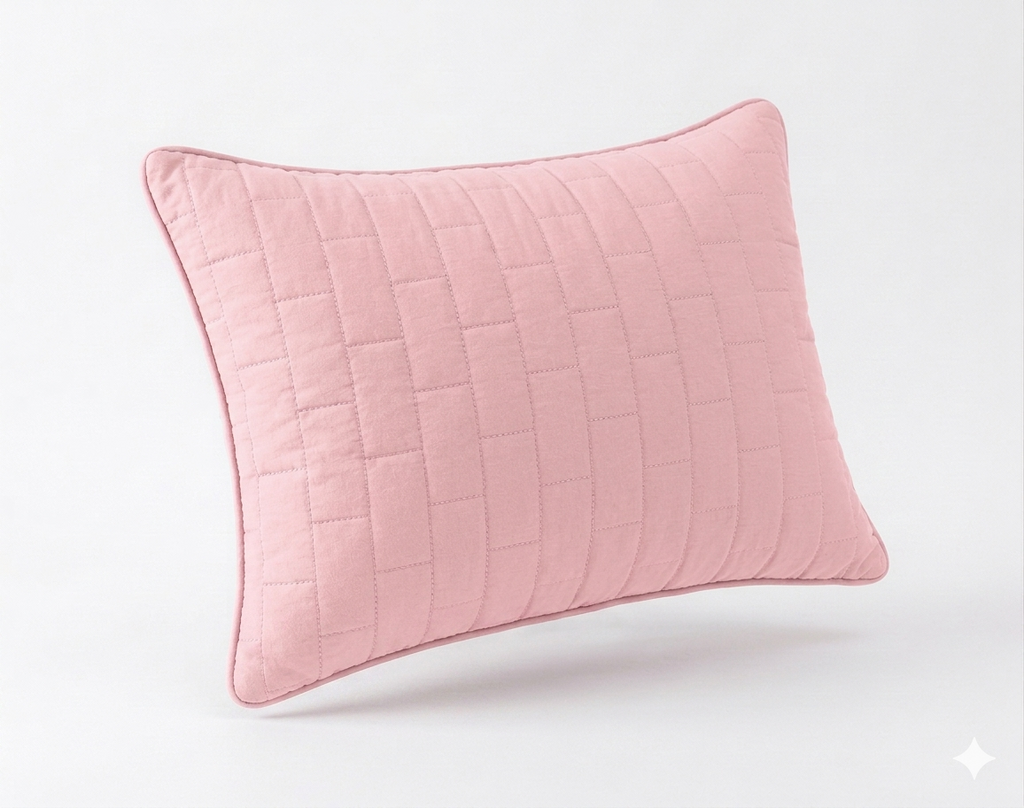 Siroki Bond Solid Double Pipin Quilted Sleeping Pillow (Pink)