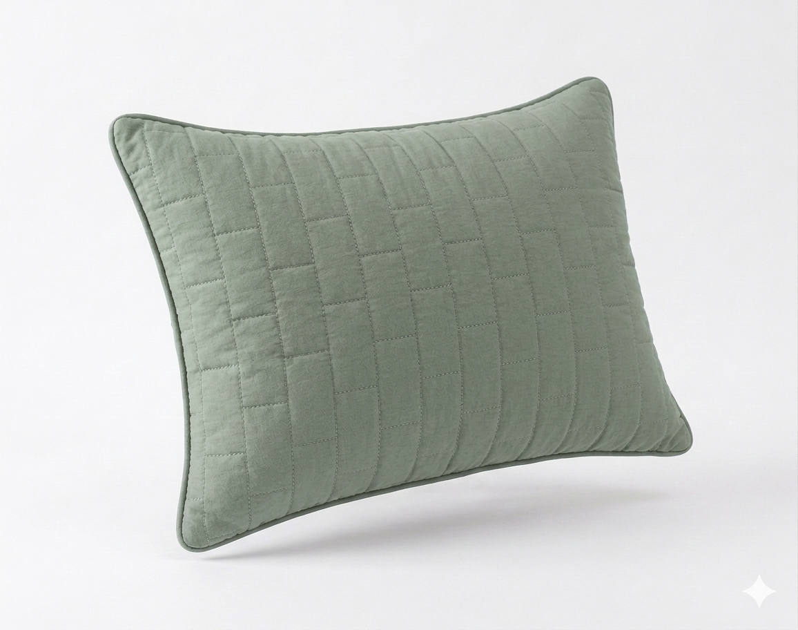 Siroki Bond Solid Single Pipin Quilted Sleeping Pillow (Olive) (16x24)