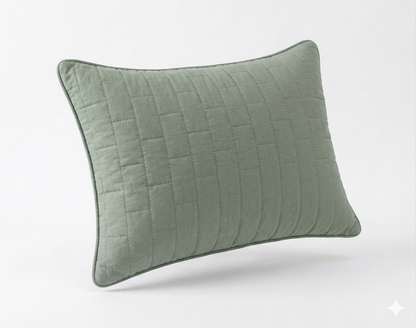 Siroki Bond Solid Single Pipin Quilted Sleeping Pillow (Olive) (16x24)
