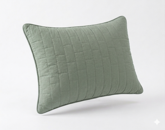Siroki Bond Solid Single Pipin Quilted Sleeping Pillow (Olive) (16x24)