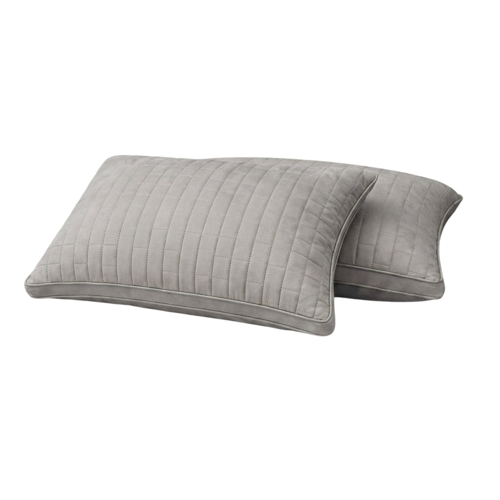 Siroki Bond Solid Double Pipin Quilted Sleeping Pillow (Grey)