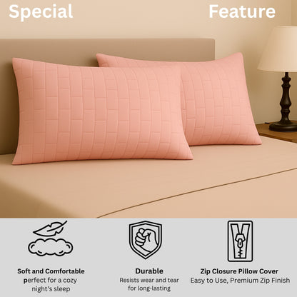 Siroki bond Quilted Pillow Cover For Home Decor Bedroom Soft Fluffy 17*27 Inch Pillow Case (Pink)