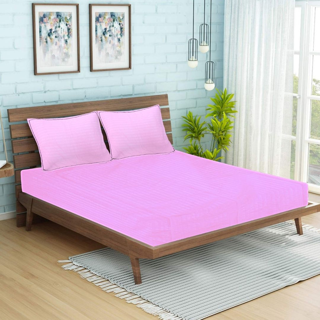 Siroki Satin Strip 250 TC Flat Solid Bedsheet for Home, Living Room & Bedroom Strip Bedsheet