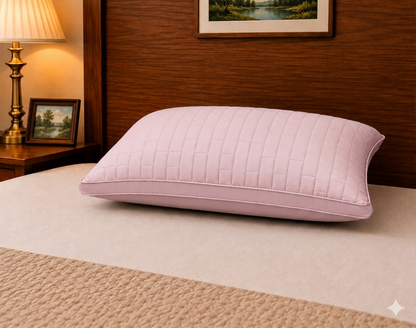Siroki Bond Solid Double Pipin Quilted Sleeping Pillow (Pink)