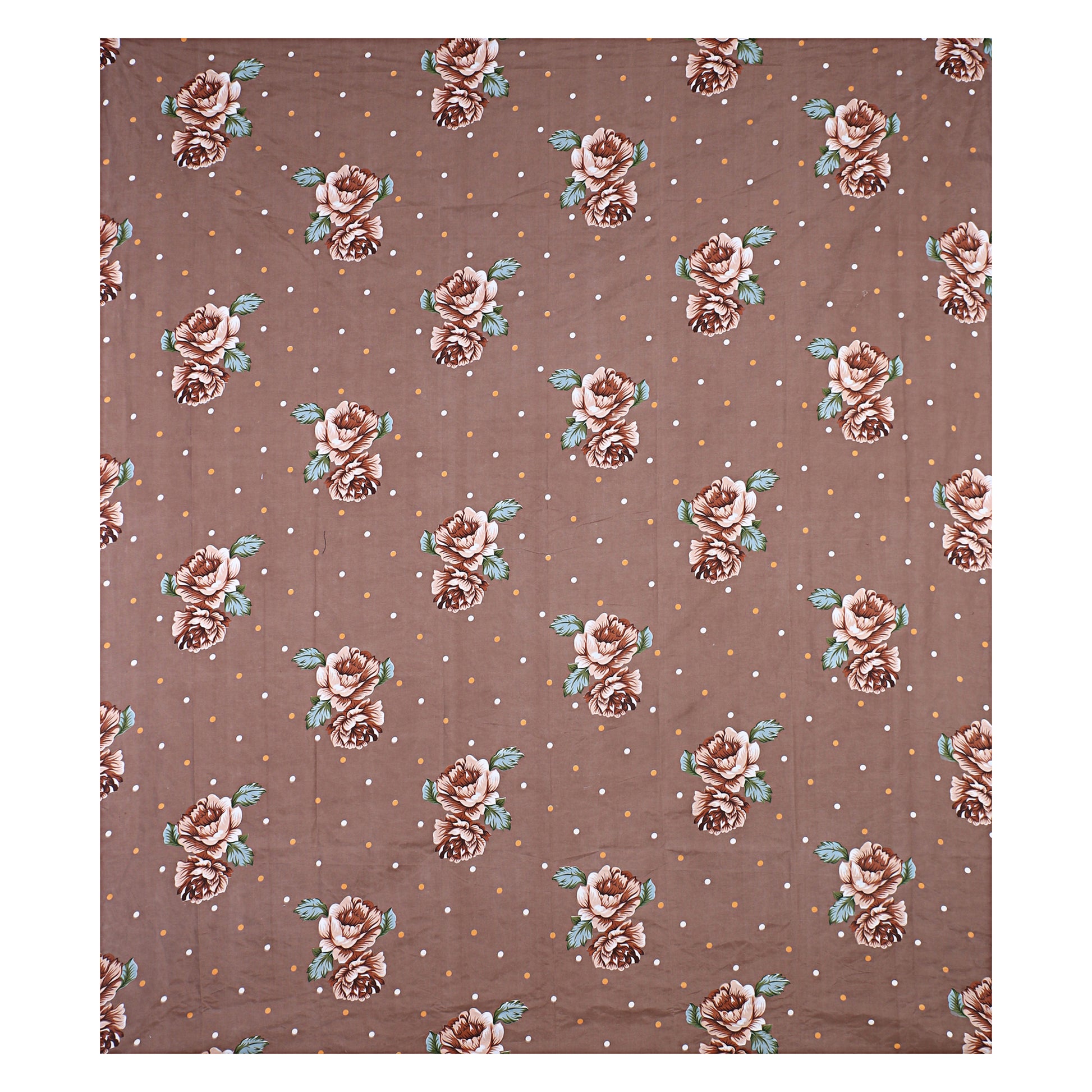 Siroki Bond Light Brown Printed Cotton Single Bed Sheet