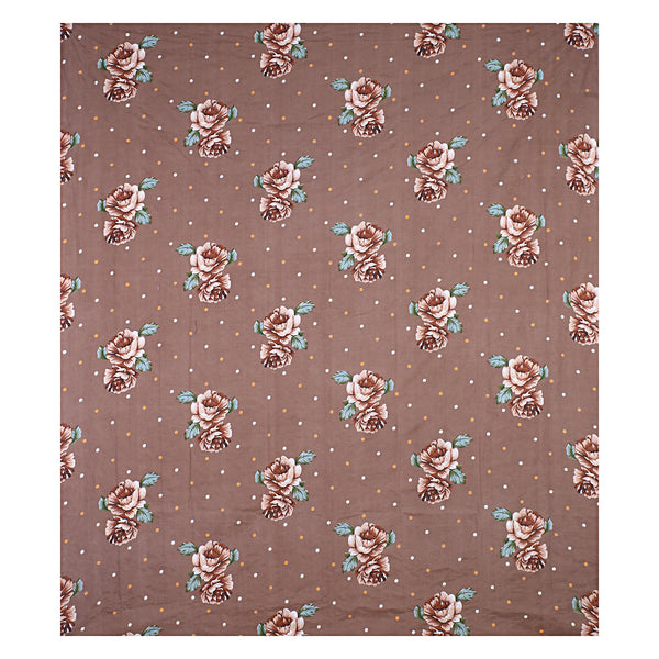 Siroki Bond Light Brown Floral Cotton Double Bed Sheet