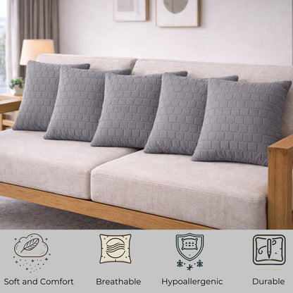 Siroki Bond Microfiber Cushion with Quilted Cover (16x16) – Grey