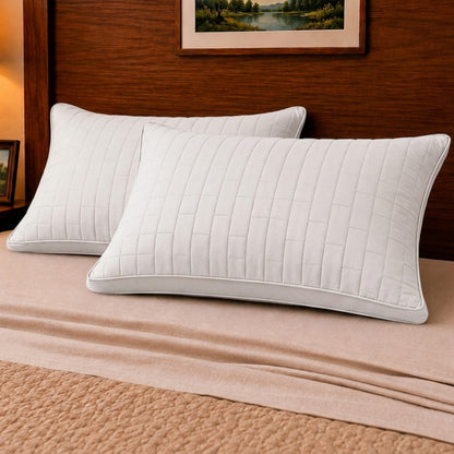 Siroki Bond Solid Double Pipin Quilted Sleeping Pillow (Grey) (16X24)