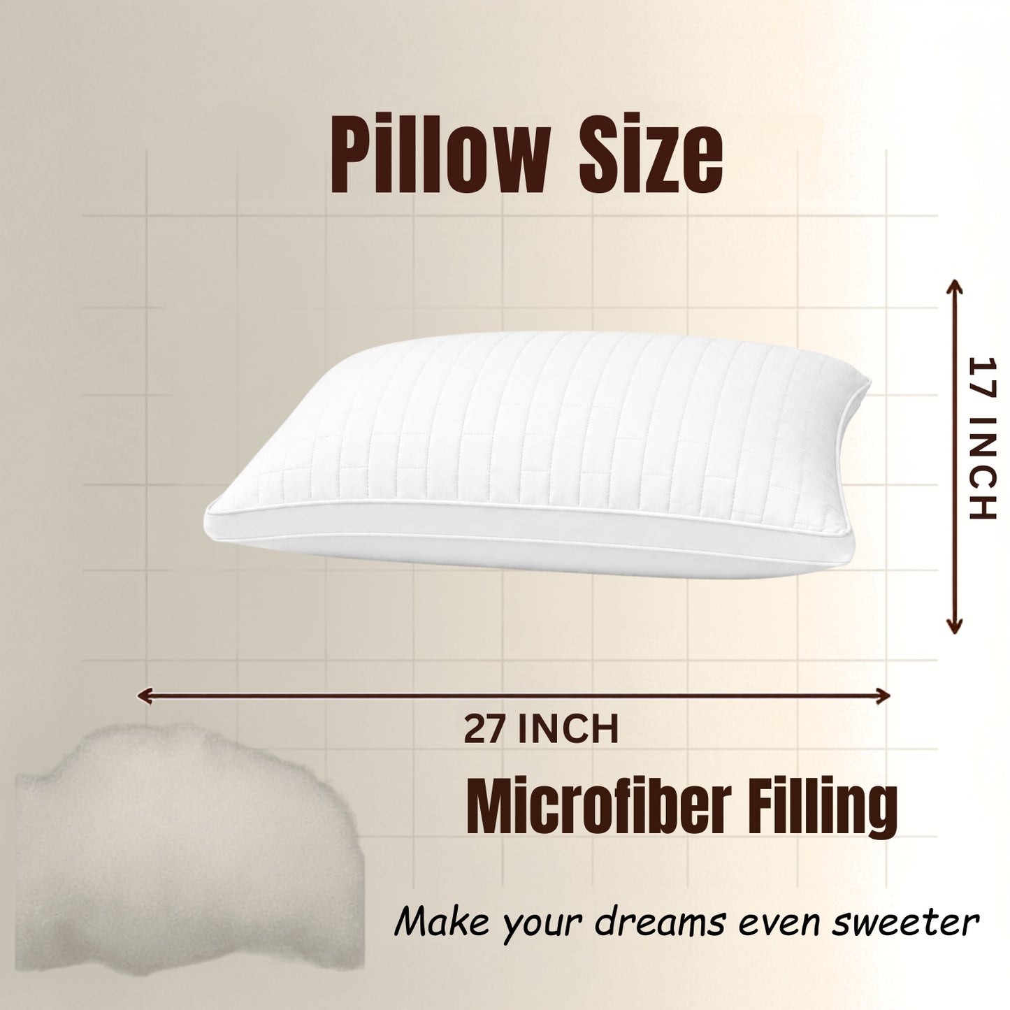 Siroki Bond Solid Double Pipin Quilted Sleeping Pillow (Grey) (16X24)