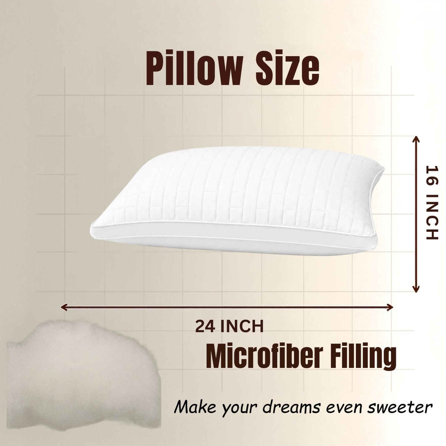 Siroki Bond Solid Double Pipin Quilted Sleeping Pillow (White) (16X24)